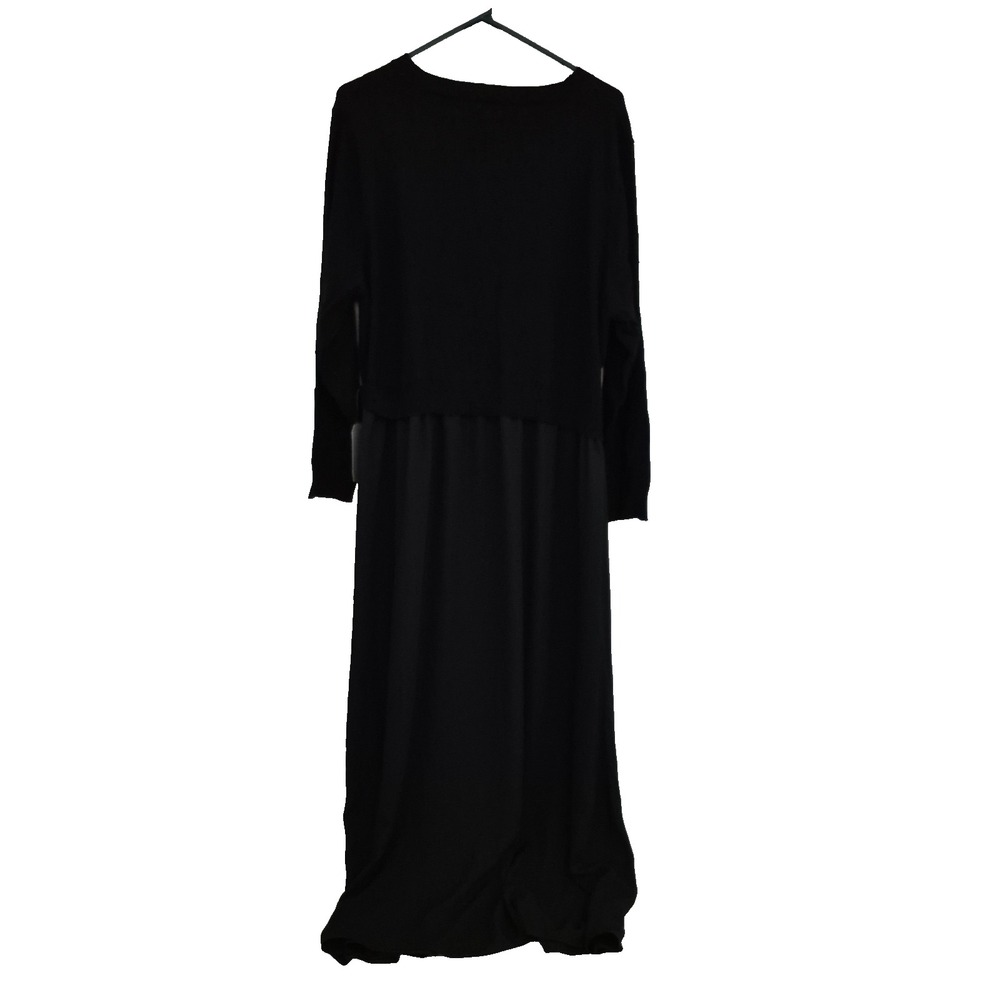 Max Studio London Dress Womens 1X Black Sweater Bodice Sheer Skirt Maxi NEW - Picture 2 of 10